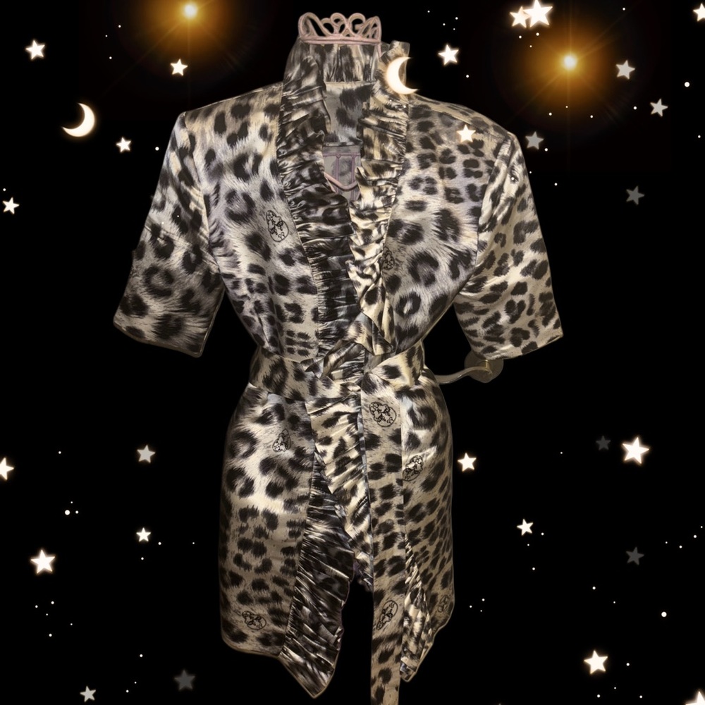 👀 ‼️Thomas Wylde Leopard Print Belted Silk Jacket!